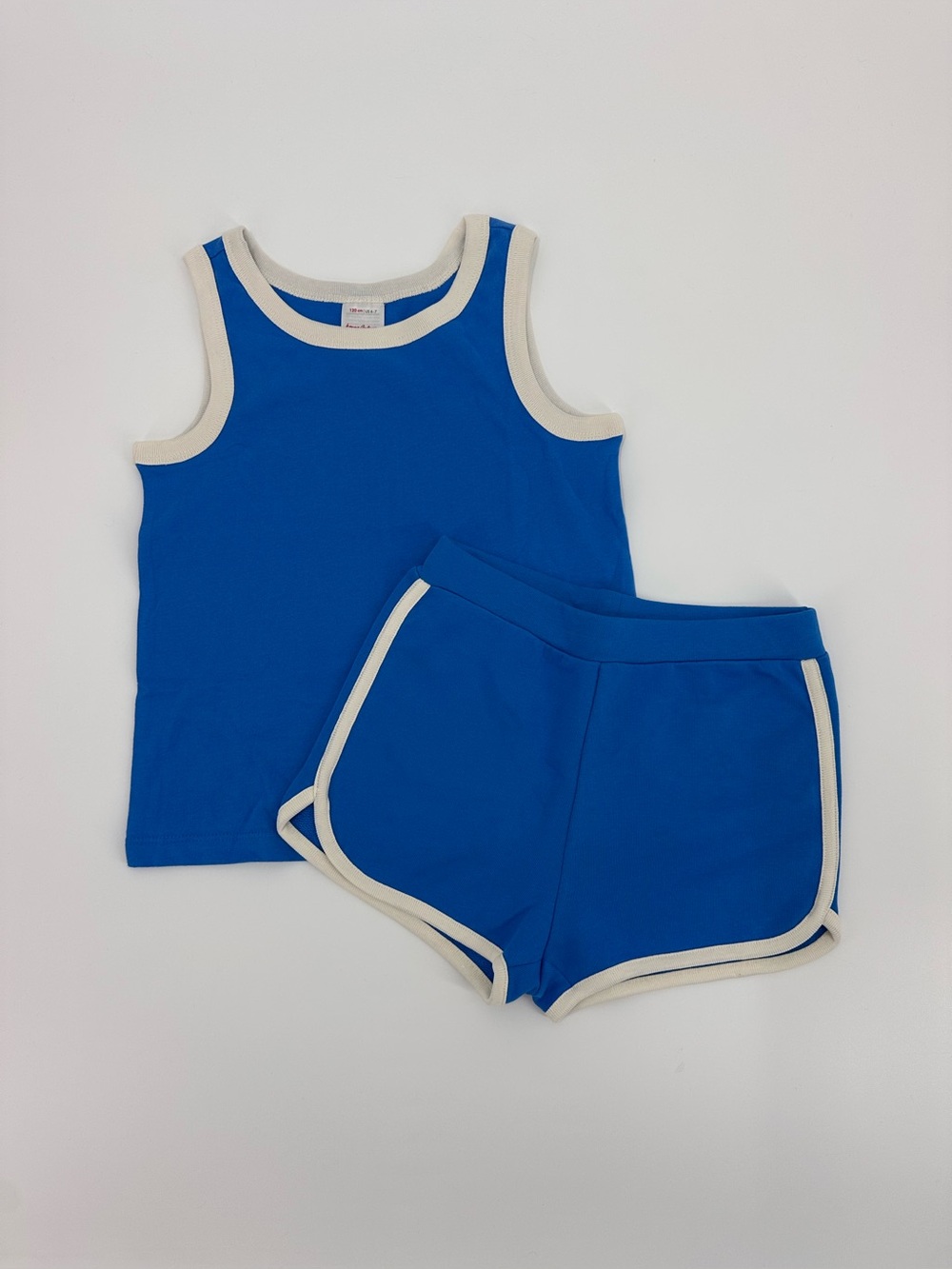 HA Blue Retro Ringer Tank & Dolphin Shorts Set Size 6-7 Y